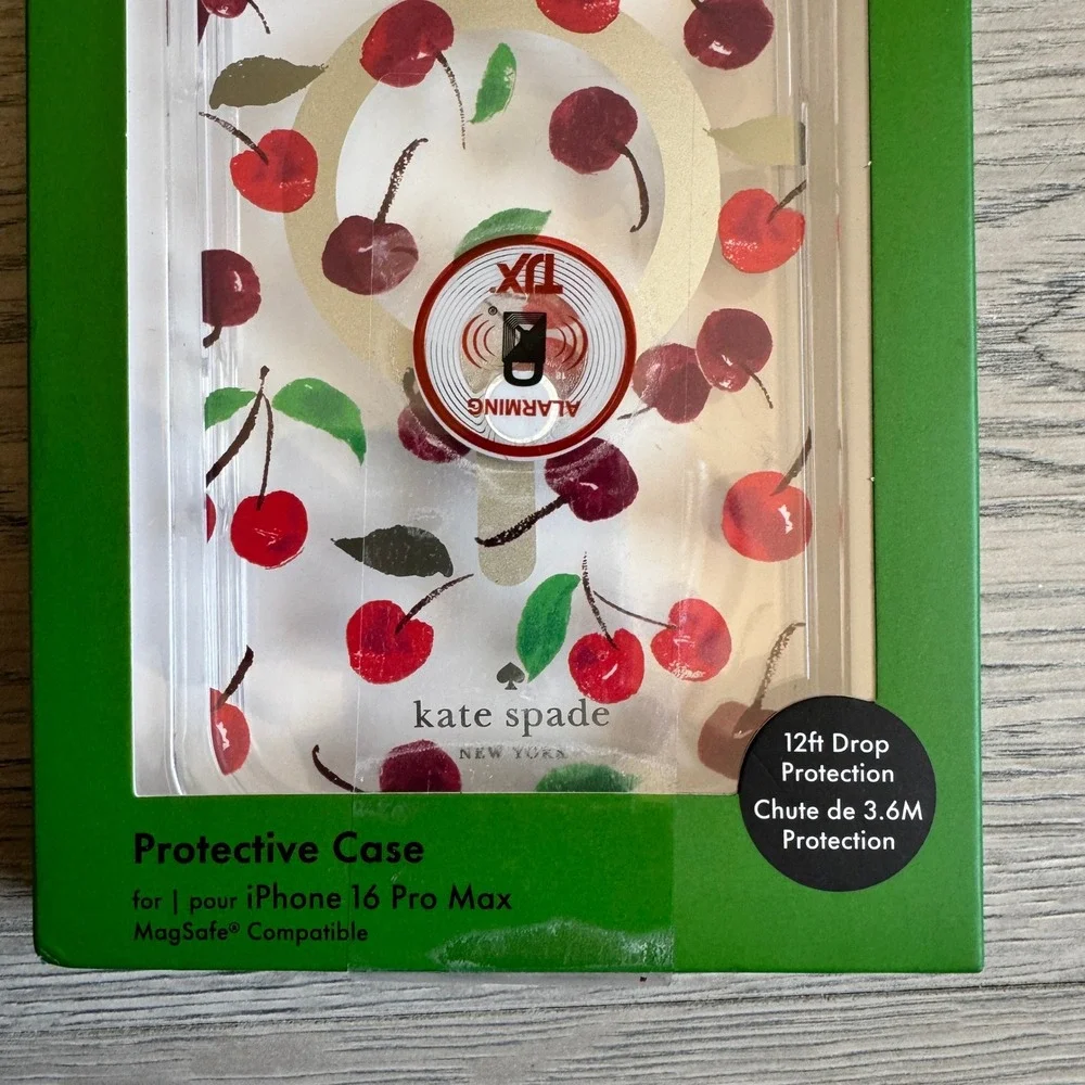 Kate Spade iPhone 16 Pro Max‎ Case MagSafe Cherry Print Protective Cover Clear